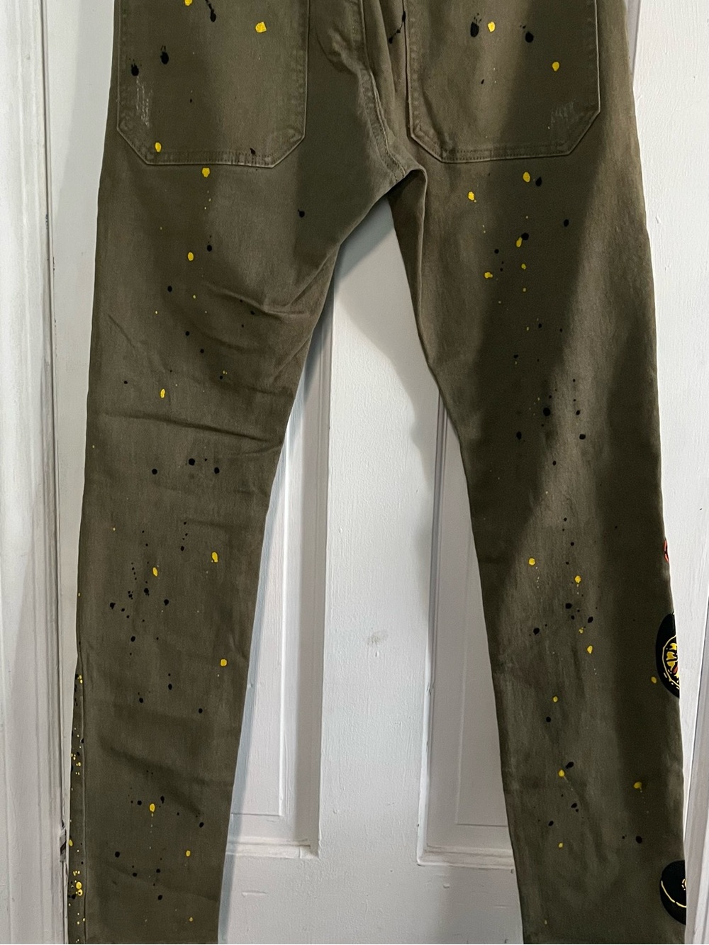 Men's Olive Green Paint-Splatter Pants